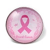 Breast Cancer Awareness Ribbon Glass Brooches JEWB-L019-01K-1