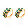 Brass Micro Pave Cubic Zirconia Leaf Hoop Earrings EJEW-T048-41C-G-1