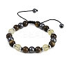 Non-Magnetic Synthetic Hematite & Synthetic Citrine & Natural Yellow Tiger Eye Round Beaded Braided Bracelets for Men Women BJEW-JB11185-03-1