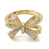 Rack Plating Brass Micro Pave Cubic Zirconia Adjustable Finger Rings RJEW-H224-03G-2