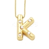 Brass & Plastic Pearl Letter Pendant Box Chain Necklaces for Women NJEW-U017-01G-11-1