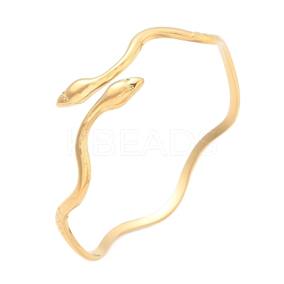 304 Stainless Steel Cuff Bangles for Women AJEW-P127-06G-1