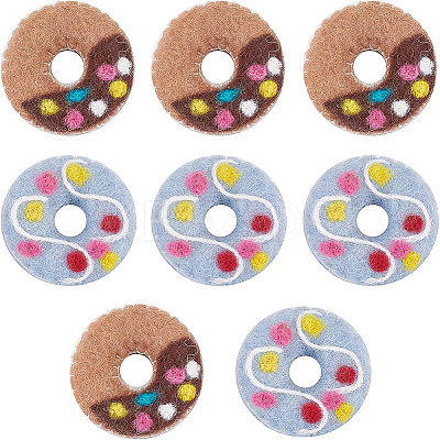 8Pcs 2 Colors Felt Needle Felting Doughnut Ornaments AJEW-BC0001-97-1