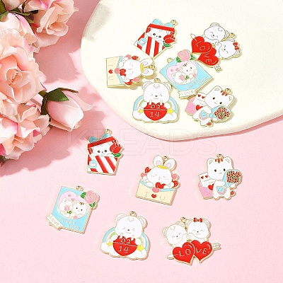 12Pcs 6 Styles Valentine's Day Alloy Enamel Pendants ENAM-FS0002-34-1