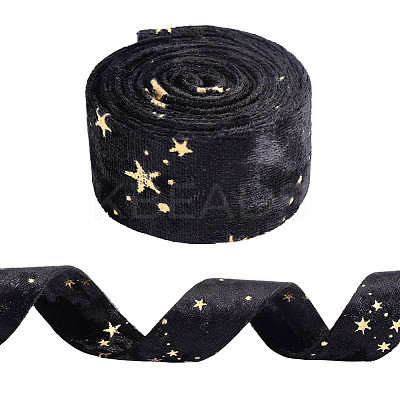 3M Double Sided Star Gold Stamping Flannelette Ribbons for Sewing Craft SRIB-GF0001-55C-1