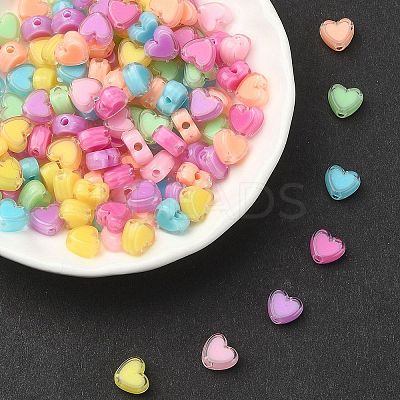 240Pcs 8 Colors Heart Acrylic Beads TACR-YW0001-92-1