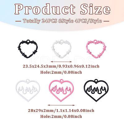 24Pcs 6 Style Spray Painted Zinc Alloy Pendants FIND-PJ0001-23-1