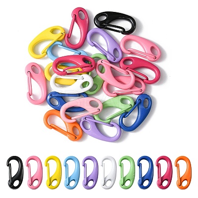20Pcs Spray Painted Alloy Push Gate Snap Keychain Clasp Findings FIND-YW0001-74-1