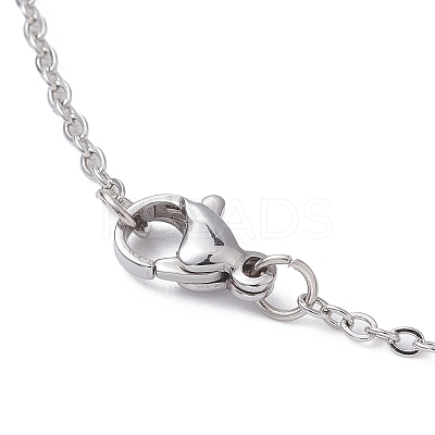 Steel Blue Glass Flat Round & Alloy Pendant Necklace NJEW-JN04453-01-1