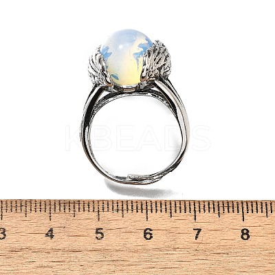 Natural & Synthetic Mixed Gemstone Wings Adjustable Rings RJEW-K241-04AS-1