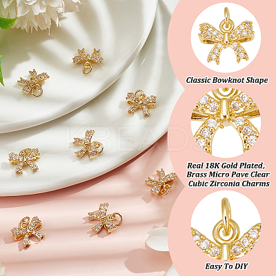 8Pcs Rack Plating Brass Micro Pave Clear Cubic Zirconia Pendants FIND-HY0003-74-1