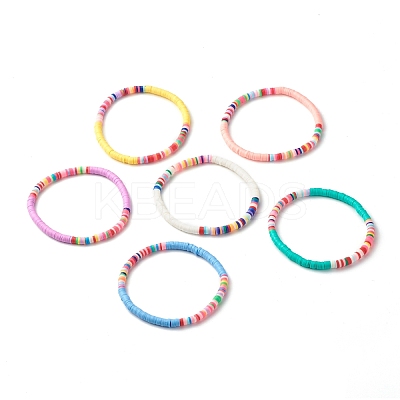 Handmade Polymer Clay Heishi Beads Stretch Bracelet BJEW-JB07351-1