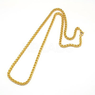 304 Stainless Steel Wheat Chain Necklace Making X-STAS-A028-N005G-1