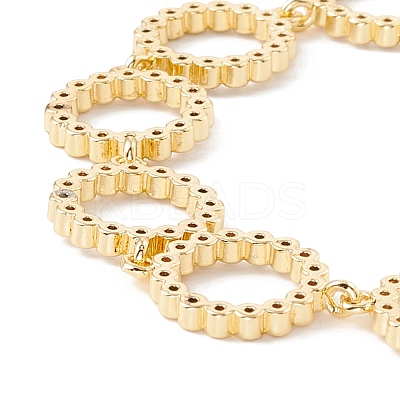 Clear Cubic Zirconia Open Ring Link Chains Bracelet BJEW-I301-08G-1
