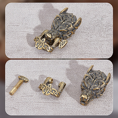 1PC Tibetan Style Wolf Shaped Brass Shackle Clasps FIND-HY0002-78-1
