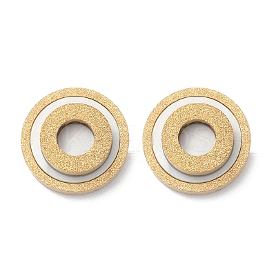 304 Stainless Steel Plastic Imitation Shell Stud Earrings EJEW-Z089-20G-1
