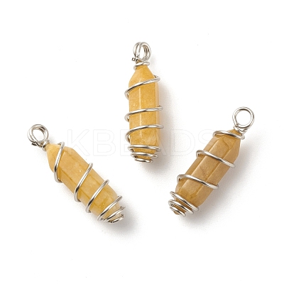 Natural Topaz Jade Double Terminal Pointed Pendants PALLOY-JF01686-04-1
