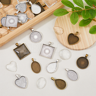 DIY Blank Cameo Photo Geometry Pendant Making Kit DIY-DC0001-99-1