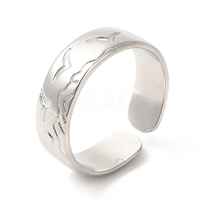 Non-Tarnish 304 Stainless Steel Common Gull Open Cuff Ring for Women RJEW-E063-14P-1