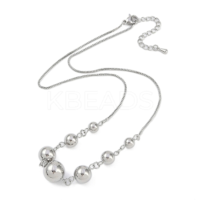 Brass Round Ball Bib Necklaces for Women NJEW-U015-03P-1