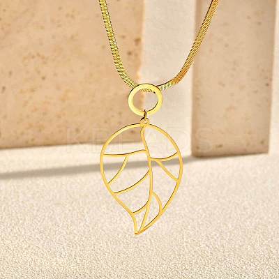304 Stainless Steel Pendant Flat Snake Chain Necklaces for Women WG4CB9D-03-1