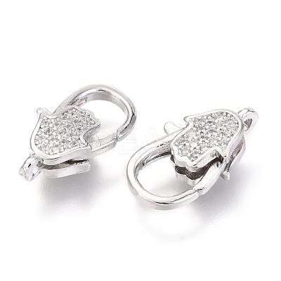 Brass Micro Pave Cubic Zirconia Lobster Claw Clasps ZIRC-O038-24P-1