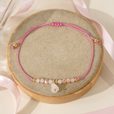 Glass Heart Charm Braided Bracelets ZL0306-1