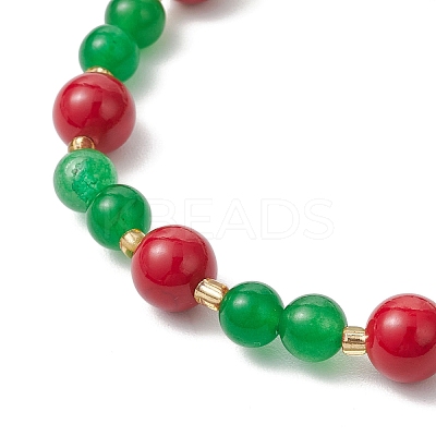 Natural Dyed Mashan Jade Gemstone Beaded Stretch Bracelets BJEW-MZ00193-1