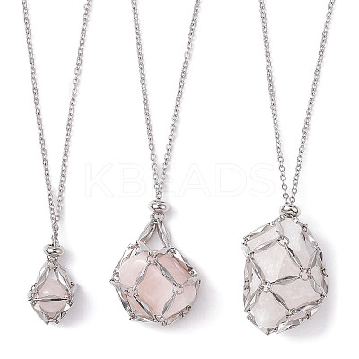 Tarnish Resistant 304 Stainless Steel Macrame Pouch Empty Stone Holder for Pendant Necklaces Making NJEW-JN04441-02-1