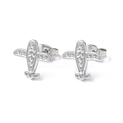 Non-Tarnish 304 Stainless Steel Plane Stud Earring Findings EJEW-I285-14P-1