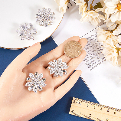 4Pcs 1-Hole Alloy Rhinestone Shank Buttons BUTT-GF0003-73-1