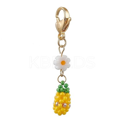 5Pcs Glass Seed Beaded Fruits Pendant Decorations HJEW-MZ00151-1