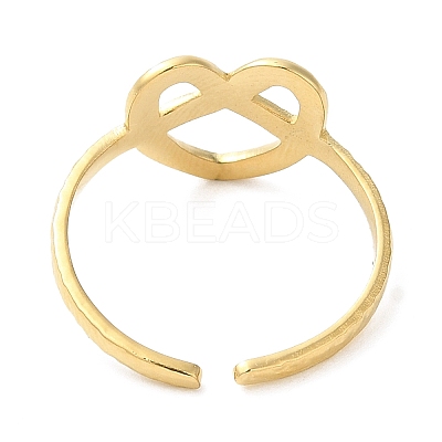 304 Stainless Steel Hollow Heart Open Cuff Ring for Women RJEW-I098-05G-1