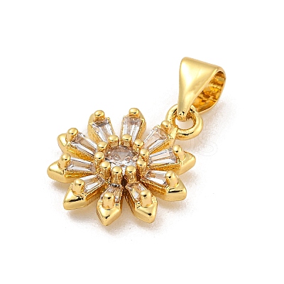 Rack Plating Brass Micro Pave Cubic Zirconia Pendants KK-G513-02G-1