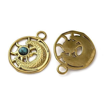 Synthetic Turquoise Sun and Moon Pendants STAS-P406-06G-1