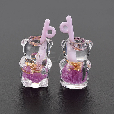 Imitation Bubble Tea Transparent Resin Pendants RESI-T052-04D-1