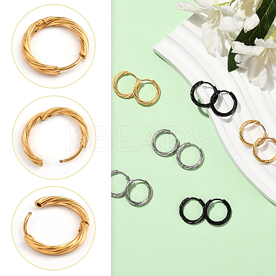18Pcs 3 Colors 303 Stainless Steel Twist Hoop Earrings for Women EJEW-SC0001-81B-1