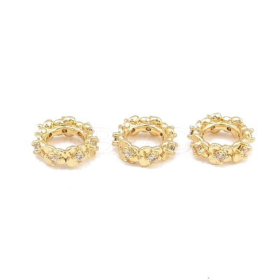 Brass Micro Pave Cubic Zirconia European Beads KK-K297-50KCG-1
