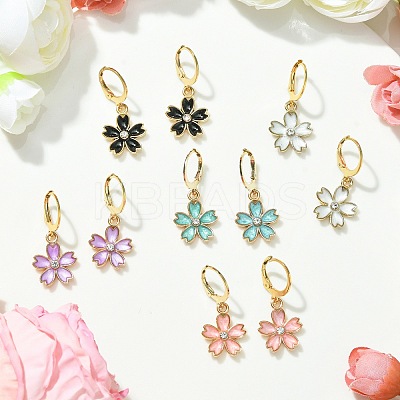 Alloy Enamel Flower Leverback Earrings EJEW-JE05574-1