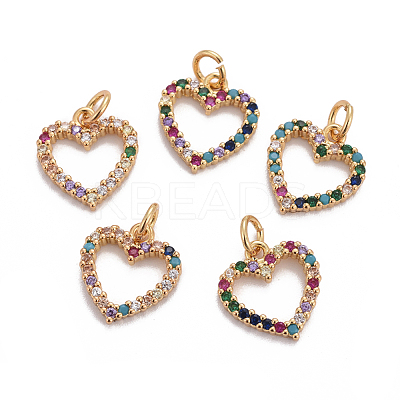 Brass Micro Pave Cubic Zirconia Charms ZIRC-L070-51G-1