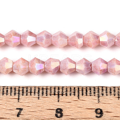 Anti-Tarnish Electroplate Bicone Glass Beads Strands EGLA-T021-4mm-16-05-1