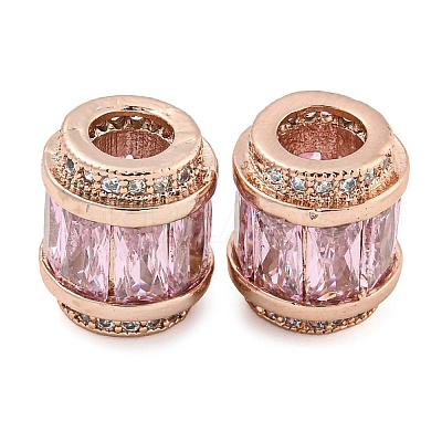 Rack Plating Brass Micro Pave Cubic Zirconia European Beads KK-F089-31RG-02-1