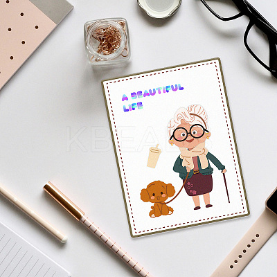 Grandma with Dog Carbon Steel Cutting Dies Stencils DIY-WH0309-2024-1