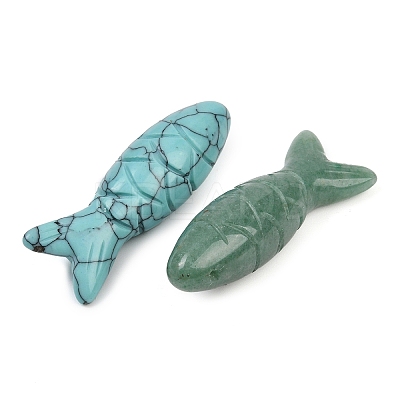 Synthetic Turquoise & Natural Rose Quartz & Tiger Eye & Obsidian & Green Aventurine Carved Pendants G-B152-01A-1