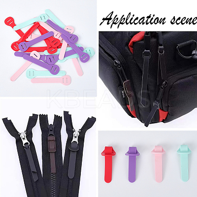 24Pcs 4 Colors PVC Zipper Pull Tabs PVC-GF0001-02A-01-1