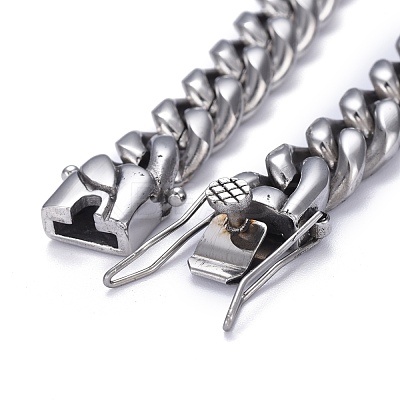 Tarnish Resistant Men's 304 Stainless Steel Cuban Link Chain Bracelets BJEW-P263-B02-P-1