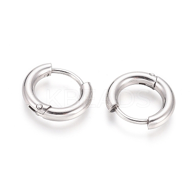 Tarnish Resistant 202 Stainless Steel Huggie Hoop Earrings A-EJEW-F111B-13mm-P-1