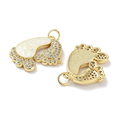 Brass Micro Pave Clear Cubic Zirconia Pendants KK-L213-026G-1