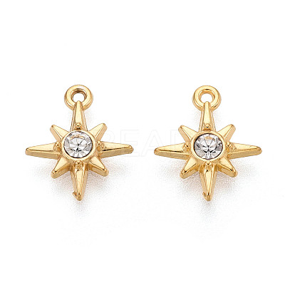 304 Stainless Steel Rhinestone Charms STAS-N110-42G-1