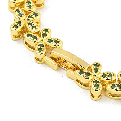 Rack Plating Brass Pave Cubic Zirconia Butterfly Link Bracelets for Women BJEW-B110-05G-04-1